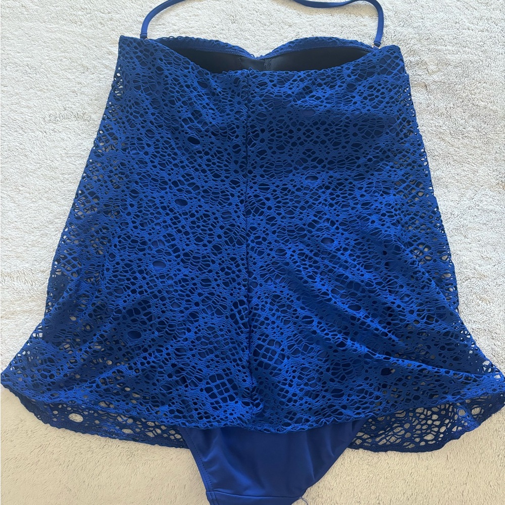 RALPH LAUREN blue crochet one piece swimsuit - Picture 7 of 9
